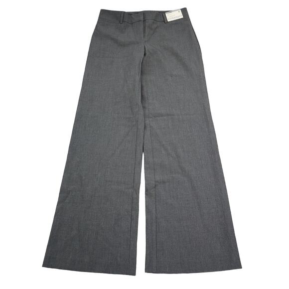 New York Company Pants Womens 0 Gray Mid Rise Stretch Wide Leg Zip Dress Pants - Picture 1 of 16